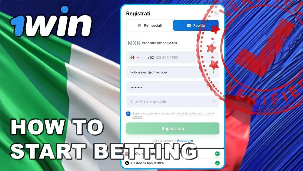 How to start placing bets at 1win Italy