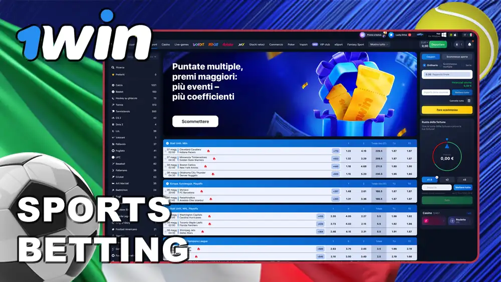 Betting on sports at 1win Italy